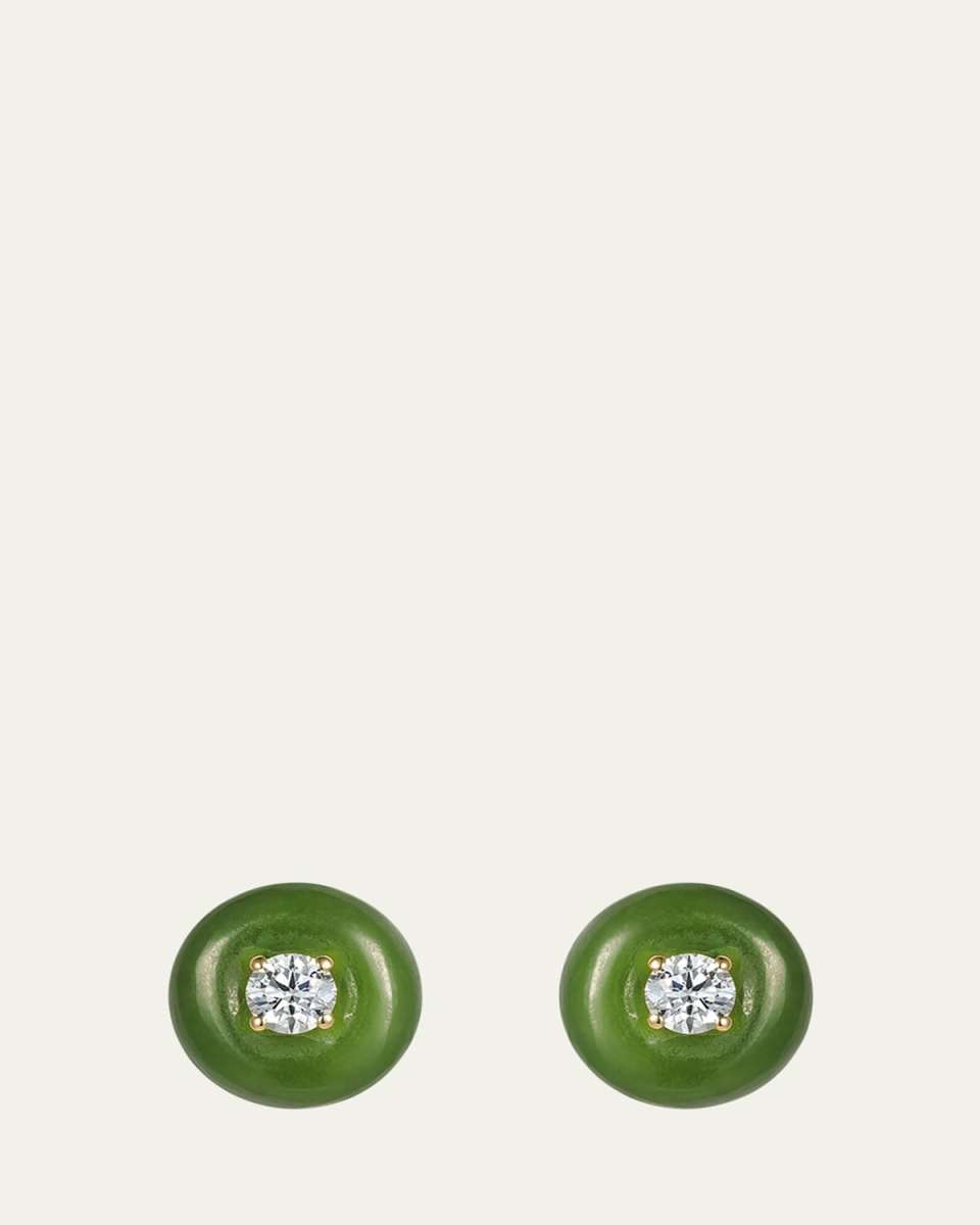 Orbit Large Jade & Diamond Stud Earrings
